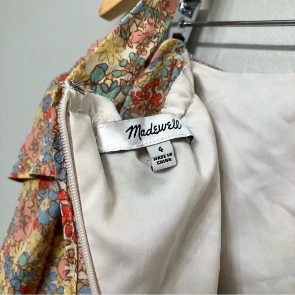 Madewell Forsythia Prairie Blossom Cold Shoulder Silk Dress - Picture 9 of 9